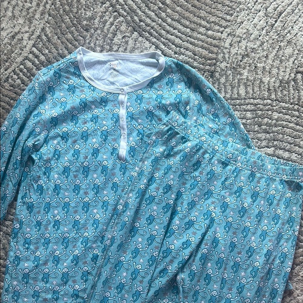 Roller Rabbit Medium Blue Monkey Pajama Set
